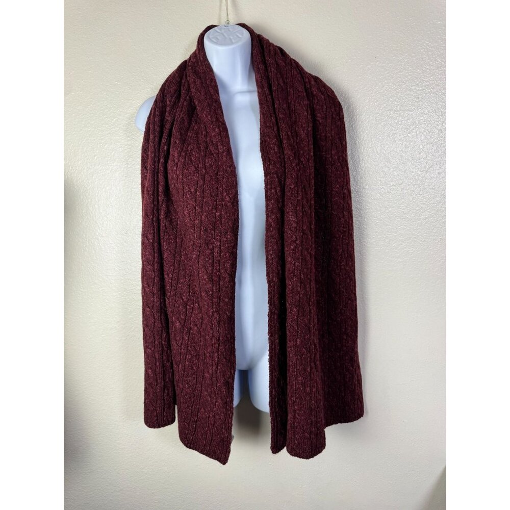 Ante Prima Cable Knit Burgundy Wool Cotton Scarf OS One size Quiet Luxury